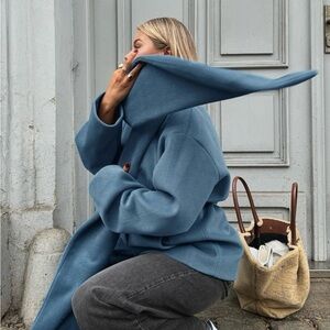 SOLD OUT NA-KD Blue Coat with Scarf